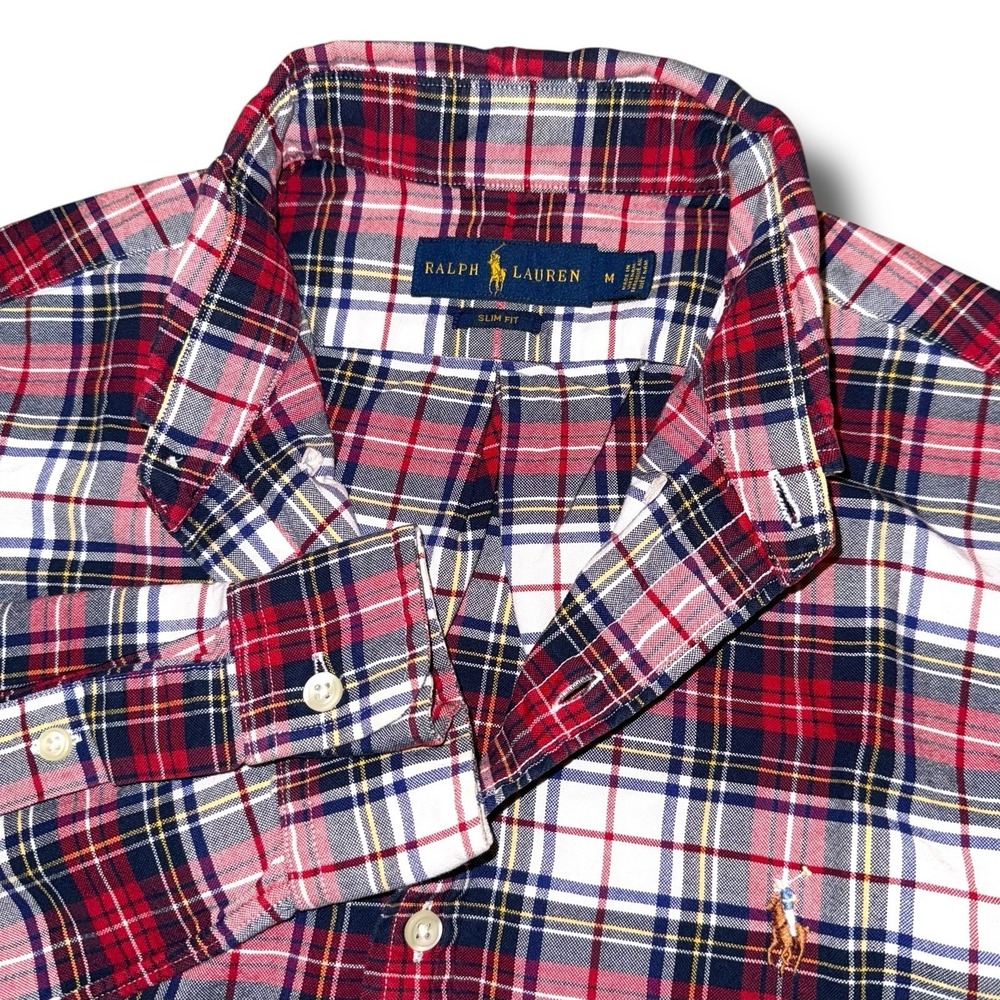 Ralph Lauren Plaid Button-Down Shirt in Red, Navy & White